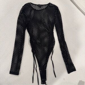 Forever 21 Black Fishnet Bodysuit